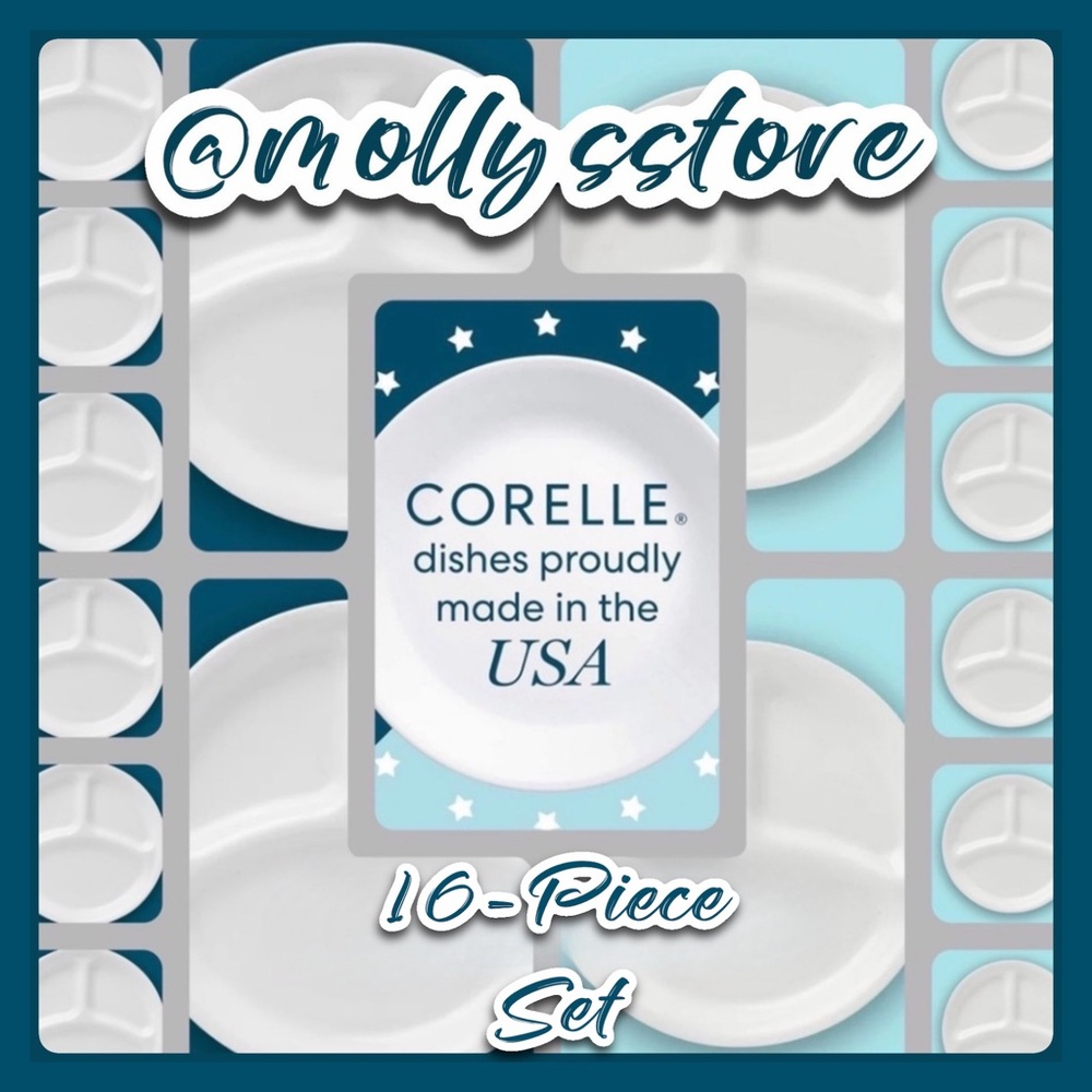 🌸 Brand New Corelle White Divided Plates,  SET OF 16, 8 Dinner and 8 Lun…